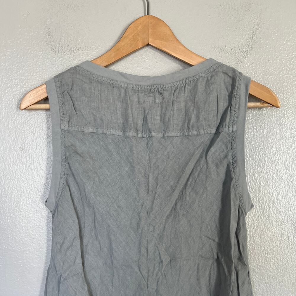 Flax Brand Long Serene Gray 100% Linen Maxi Dress Women P 4-6 Pocket Sleeveless - Picture 6 of 10